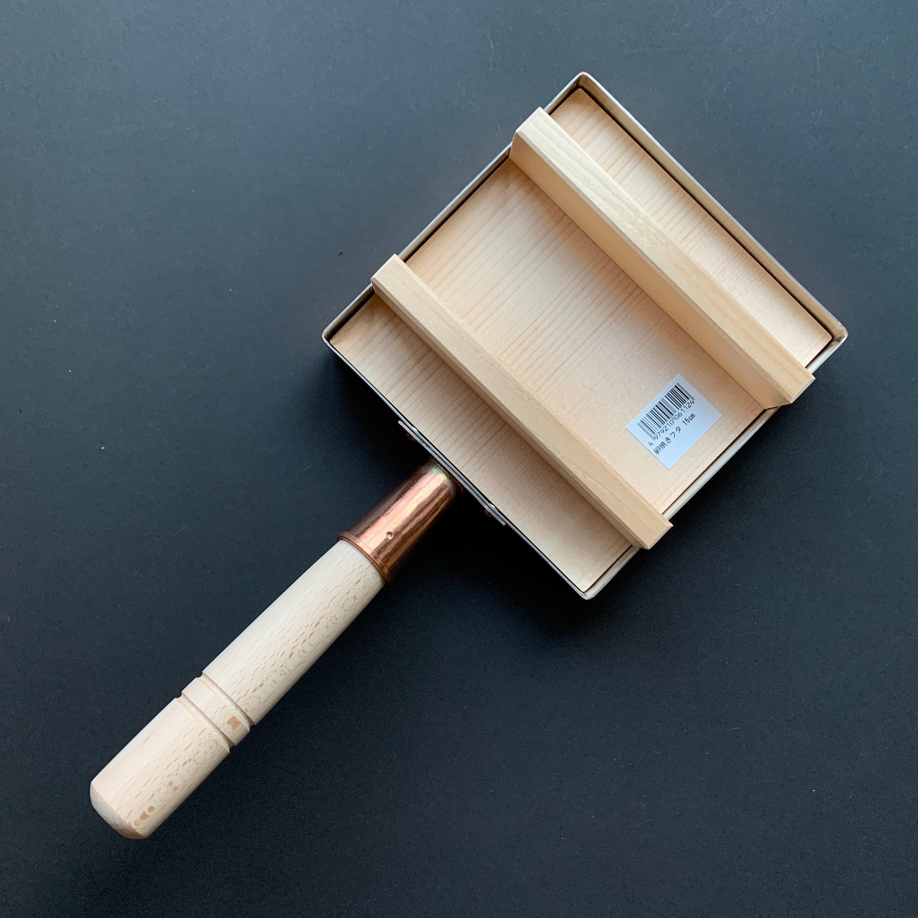 Tamagoyaki pan - copper, with wooden lid