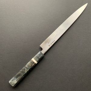 Yanagiba knife, Aogami 1 with iron cladding, Damascus finish - Nakagawa Hamono