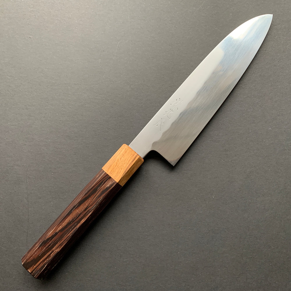 Honyaki Santoku knife, Shirogami 3 Carbon steel, mirror polish finish - Ikeda
