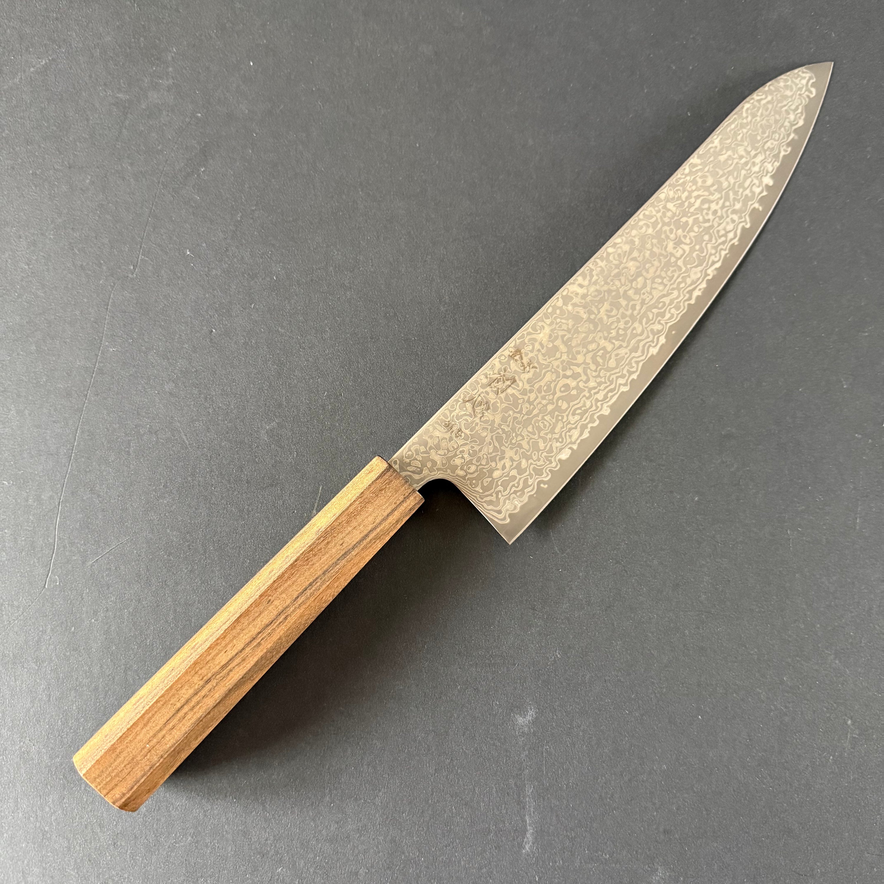 Gyuto knife, SLD steel, Kurozome Damascus finish, Hikari range - Hatsukokoro