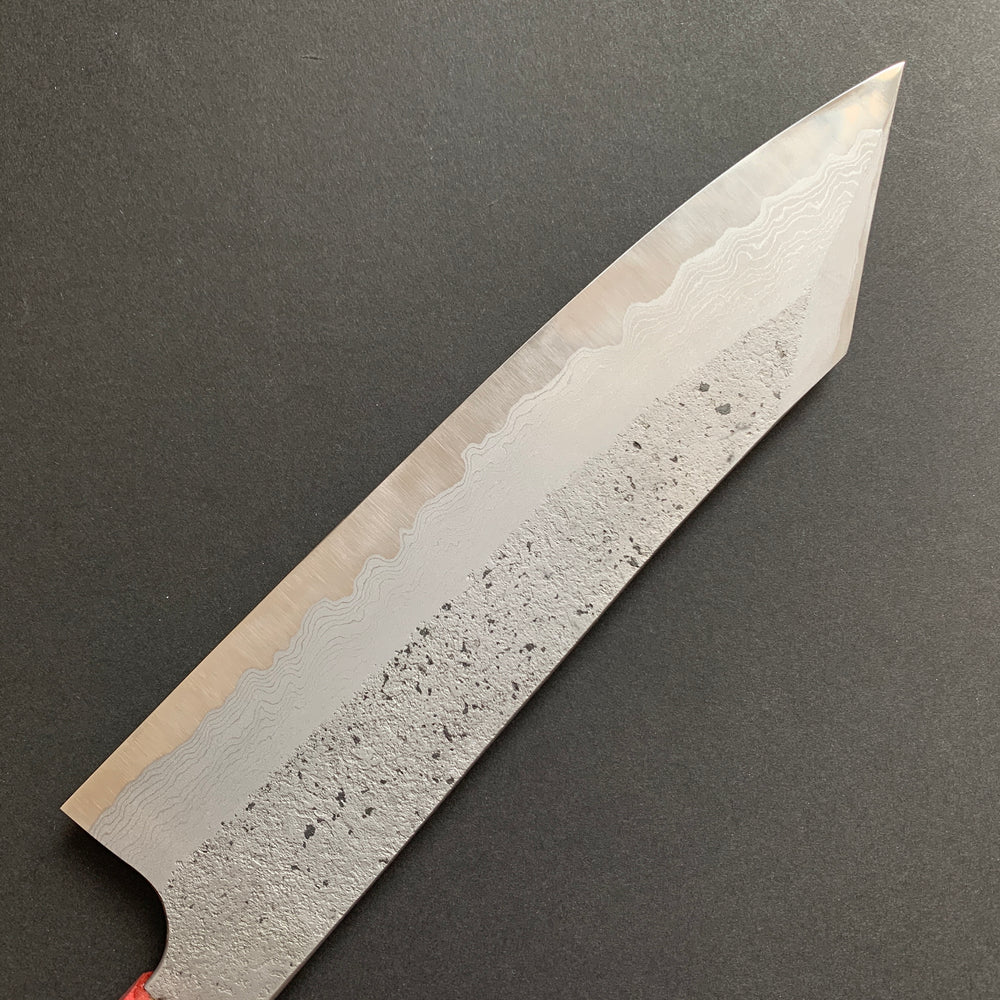 Kiritsuke Gyuto knife, Aogami 2 Carbon Steel with soft Iron cladding, Nashiji Damascus finish - Nigara