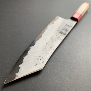 Kiritsuke Gyuto knife, Aogami 2 Carbon Steel with soft Iron cladding, Nashiji Damascus finish - Nigara