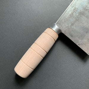 Chinese Cleaver, Shirogami 2 Carbon Steel with Stainless Steel cladding, Kurouchi finish - Sentan