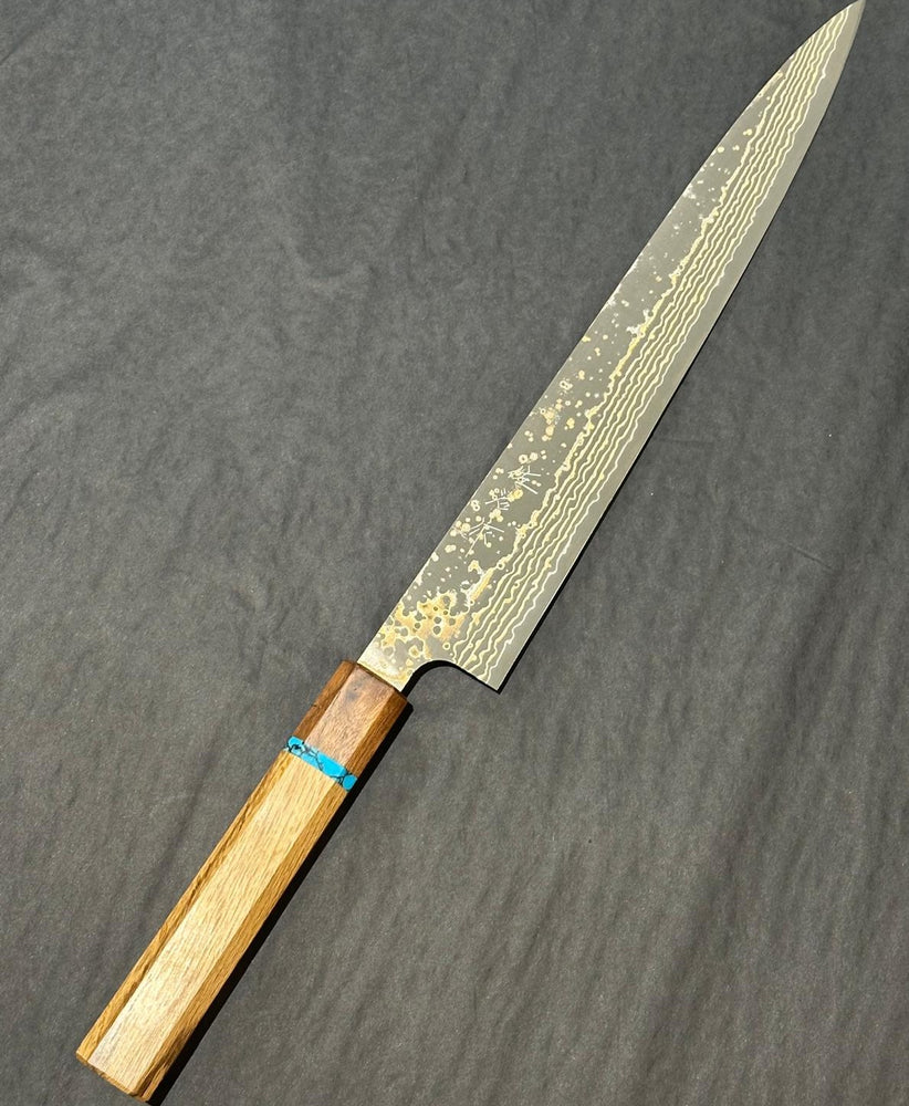 Sujihiki knife, VG10 Stainless Steel, Coloured Damascus finish - Saji