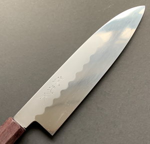 Honyaki Santoku knife, Shirogami 3 Carbon steel, mirror polish finish - Ikeda