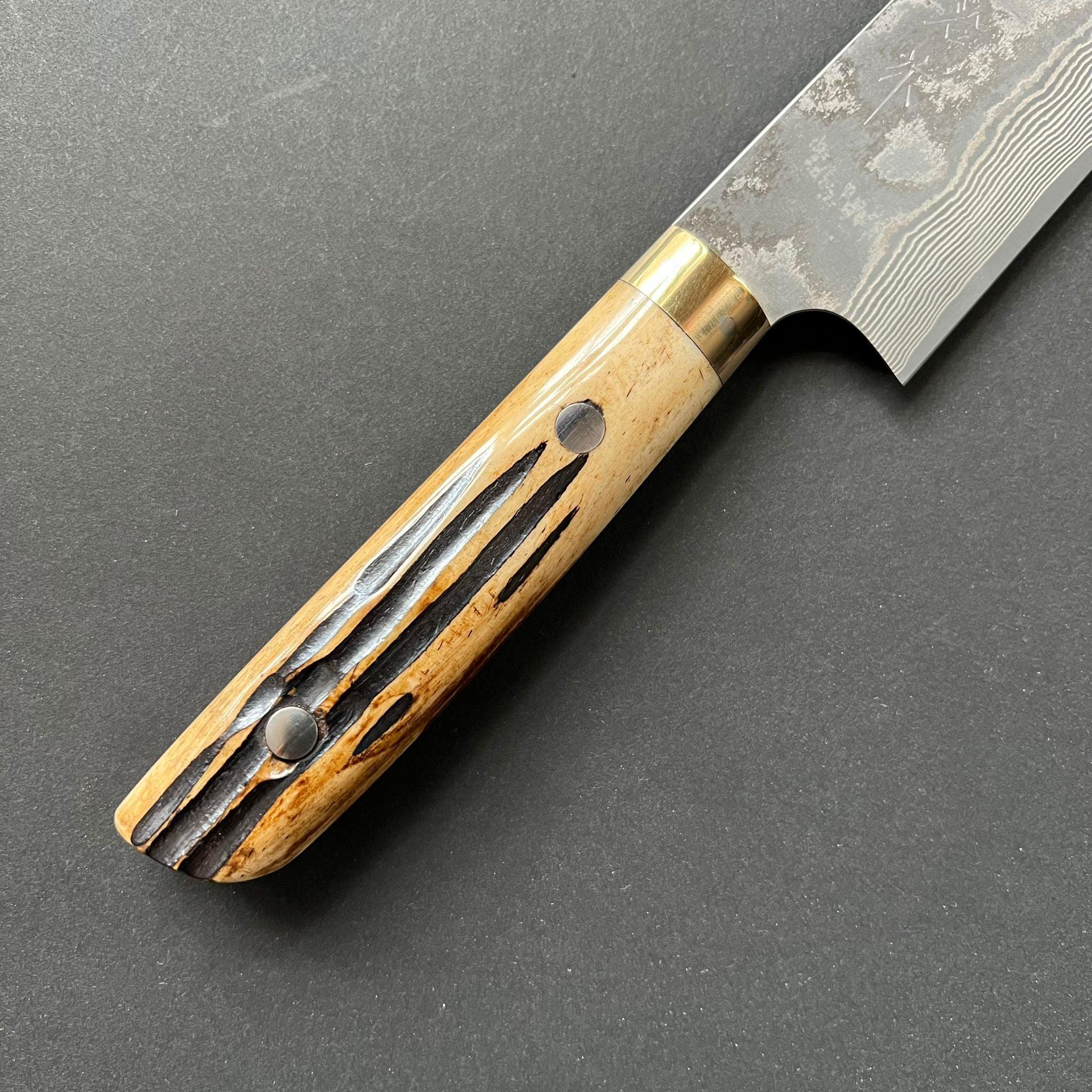 Sujihiki knife, VG10 Stainless Steel, Damascus finish, Dyed Cow Horn western style handle - Saji - Kitchen Provisions
