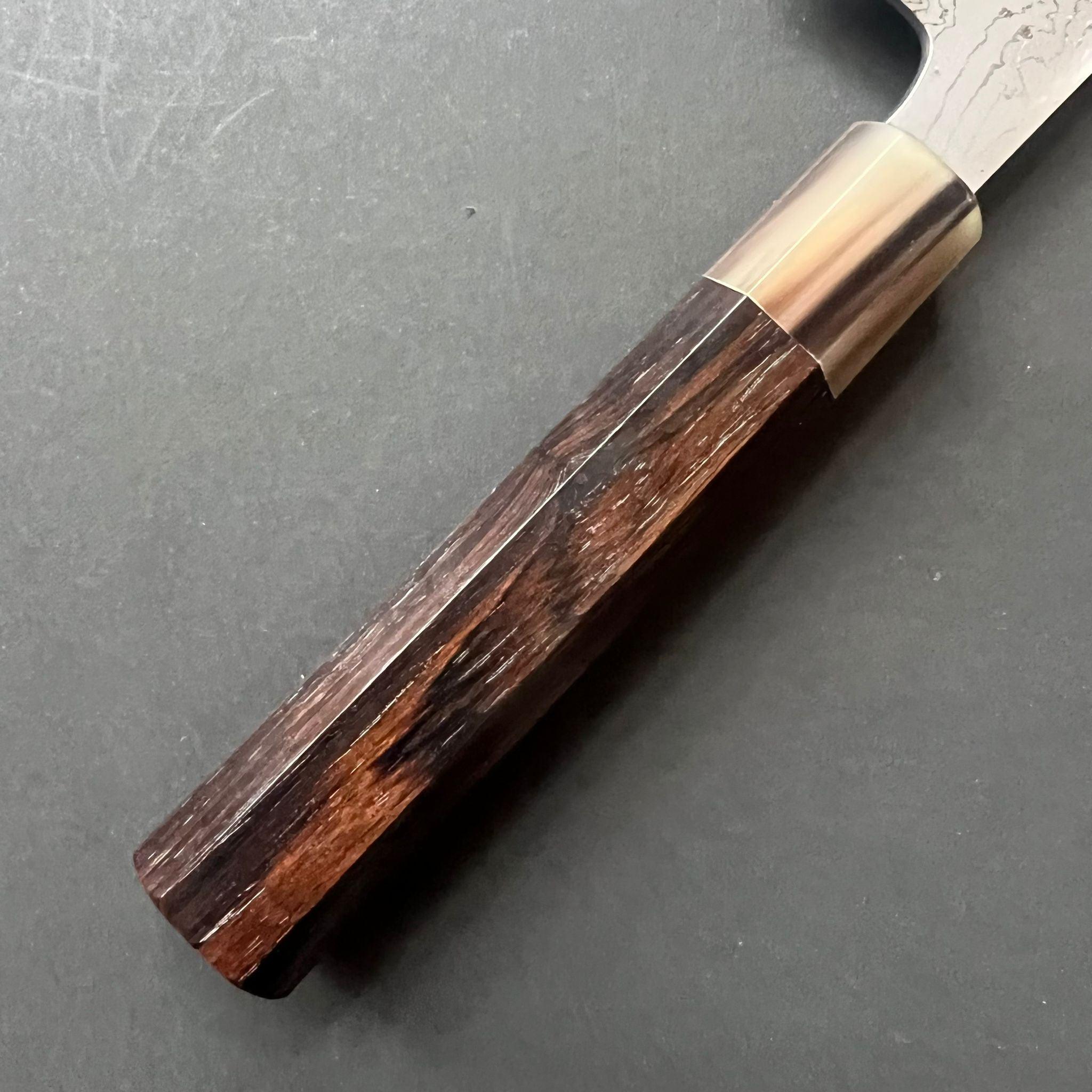 Gyuto knife, Shirogami 2 with iron cladding, Hand Laminated Damascus finish, Hyomon range - Hatsukokoro - Kitchen Provisions