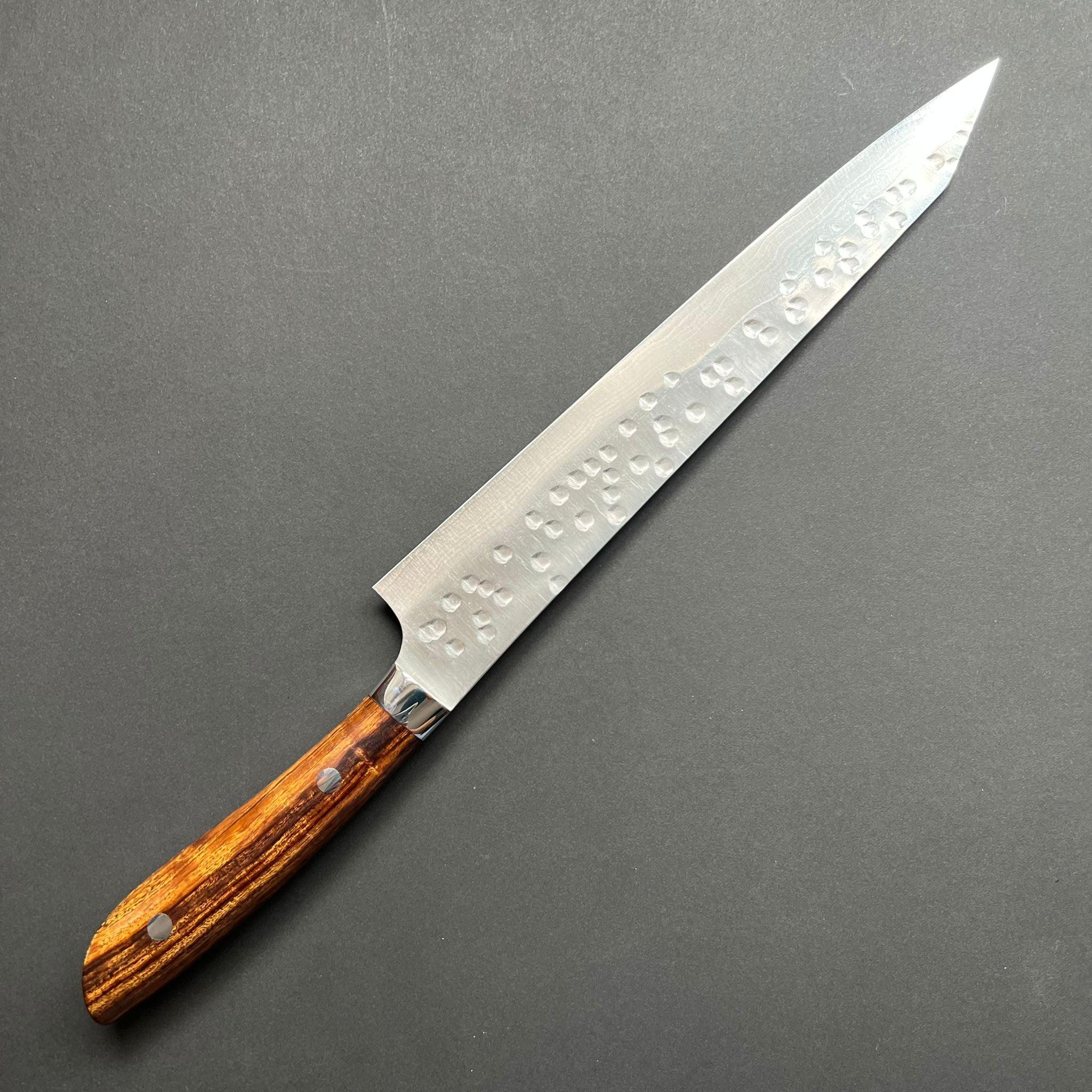 Sujihiki knife, SRS13 stainless steel, Tsuchime finish, western ironwood handle - Saji - Kitchen Provisions