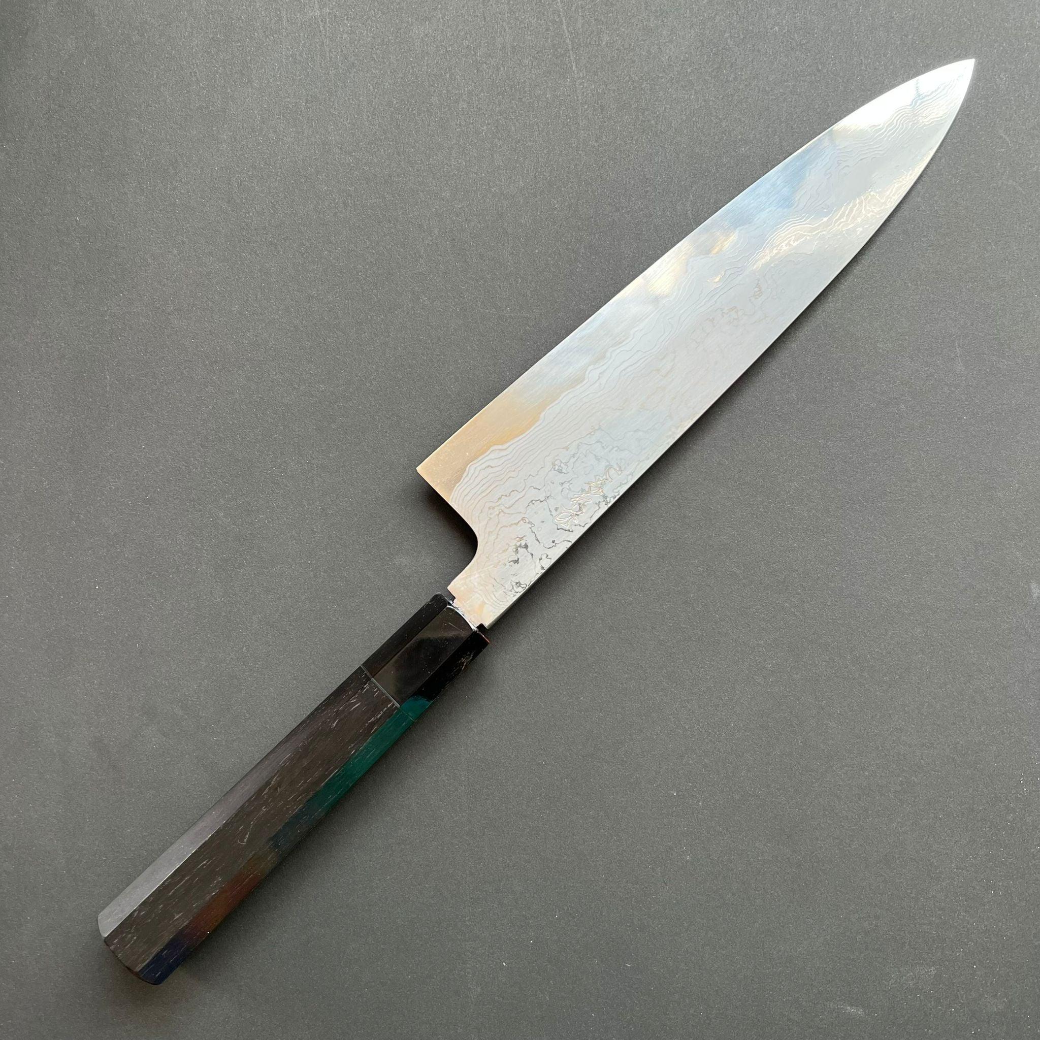 Gyuto knife, Aogami 1 with iron cladding, Damascus finish, Komorebi range - Hatsukokoro - Kitchen Provisions