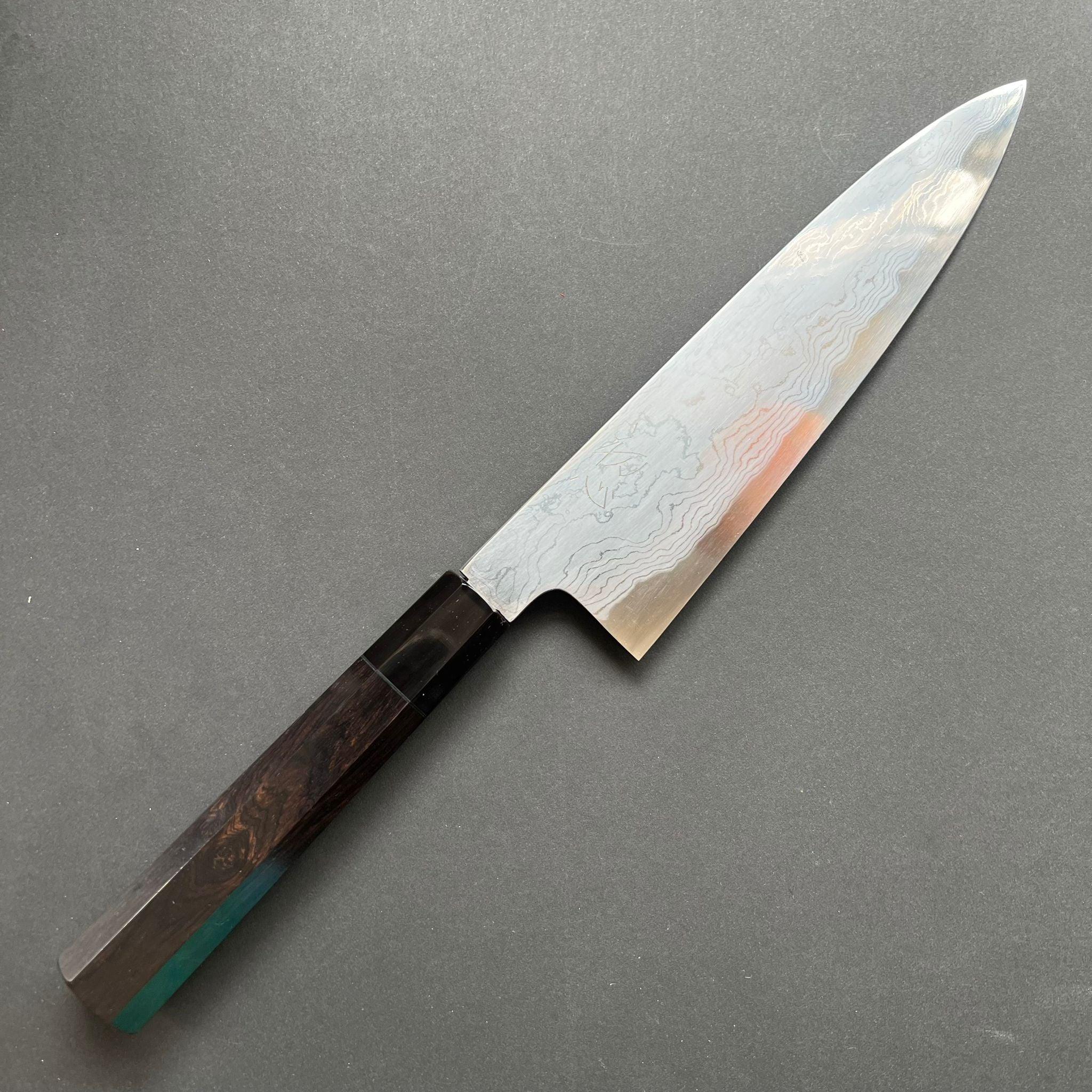 Gyuto knife, Aogami 1 with iron cladding, Damascus finish, Komorebi range - Hatsukokoro - Kitchen Provisions