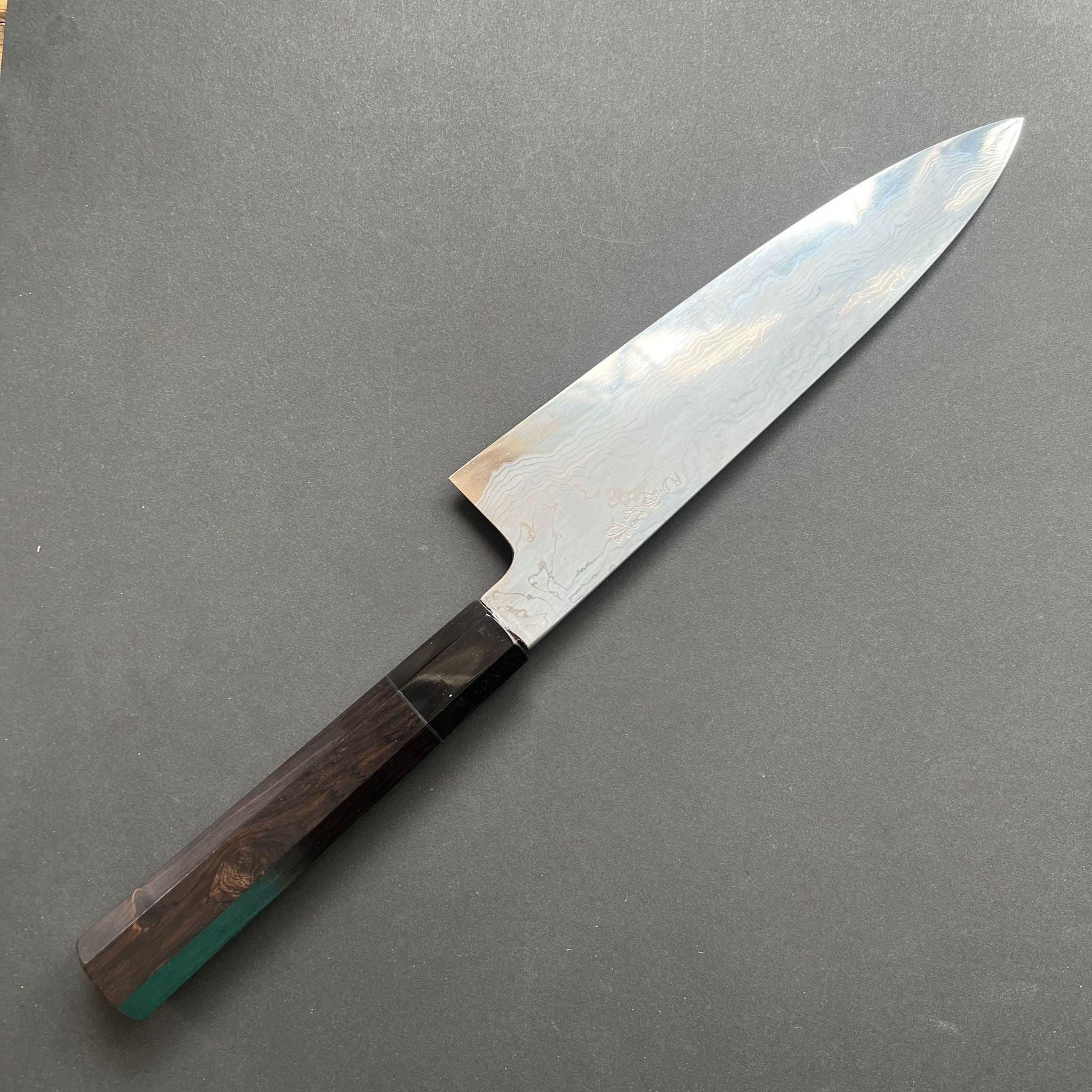 Gyuto knife, Aogami 1 with iron cladding, Damascus finish, Komorebi range - Hatsukokoro - Kitchen Provisions