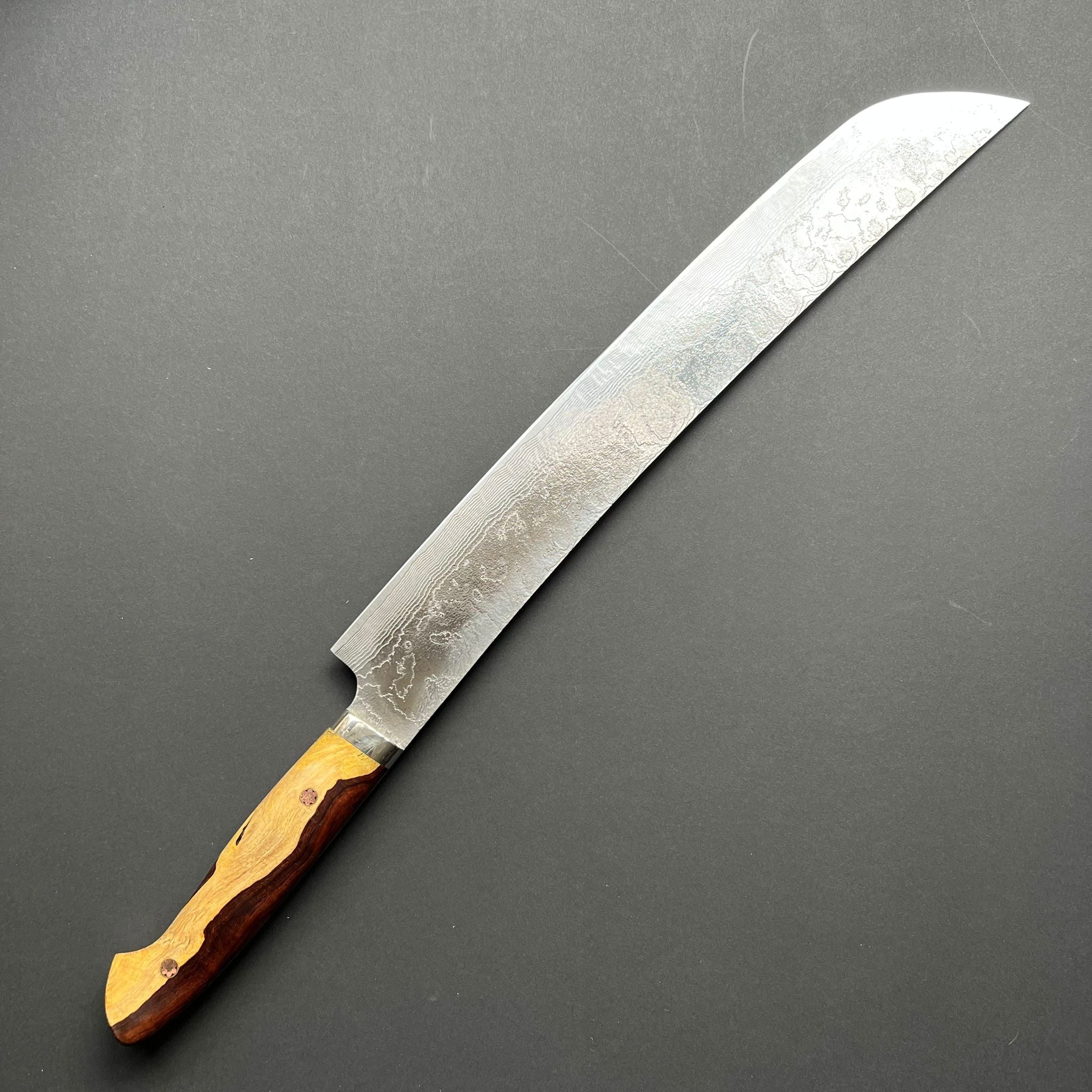 Sakimaru Sujihiki knife, SG2 powder steel with stainless steel cladding, Damascus finish - Saji