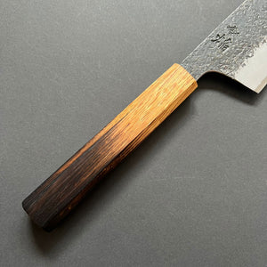 Kengata Gyuto knife, Aogami 2 carbon steel with iron cladding, Kurouchi and Tsuchime finish, Homura series - Sakai Takayuki