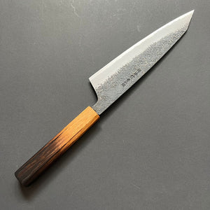 Kengata Gyuto knife, Aogami 2 carbon steel with iron cladding, Kurouchi and Tsuchime finish, Homura series - Sakai Takayuki