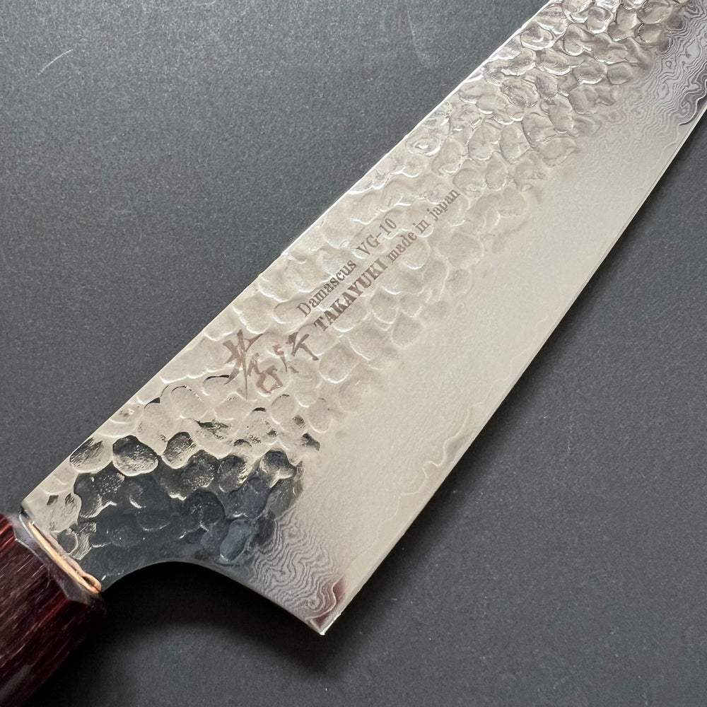 Kengata Gyuto knife, VG10 stainless steel, Damascus Tsuchime finish, Wa handle - Sakai Takayuki