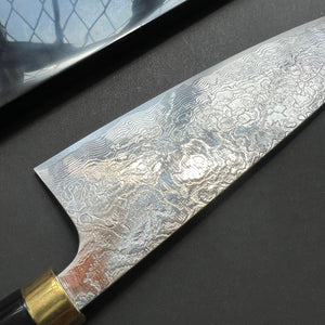 Santoku knife, SG2 stainless steel, Diamond Damascus finish, Maki-e Urushi Lacquered Handle and Saya - Saji