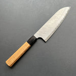 Santoku knife, Aogami Super with stainless steel cladding, migaki tsuchime finish - Nigara