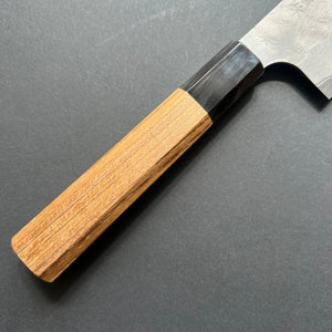 Santoku knife, Aogami Super with stainless steel cladding, migaki tsuchime finish - Nigara