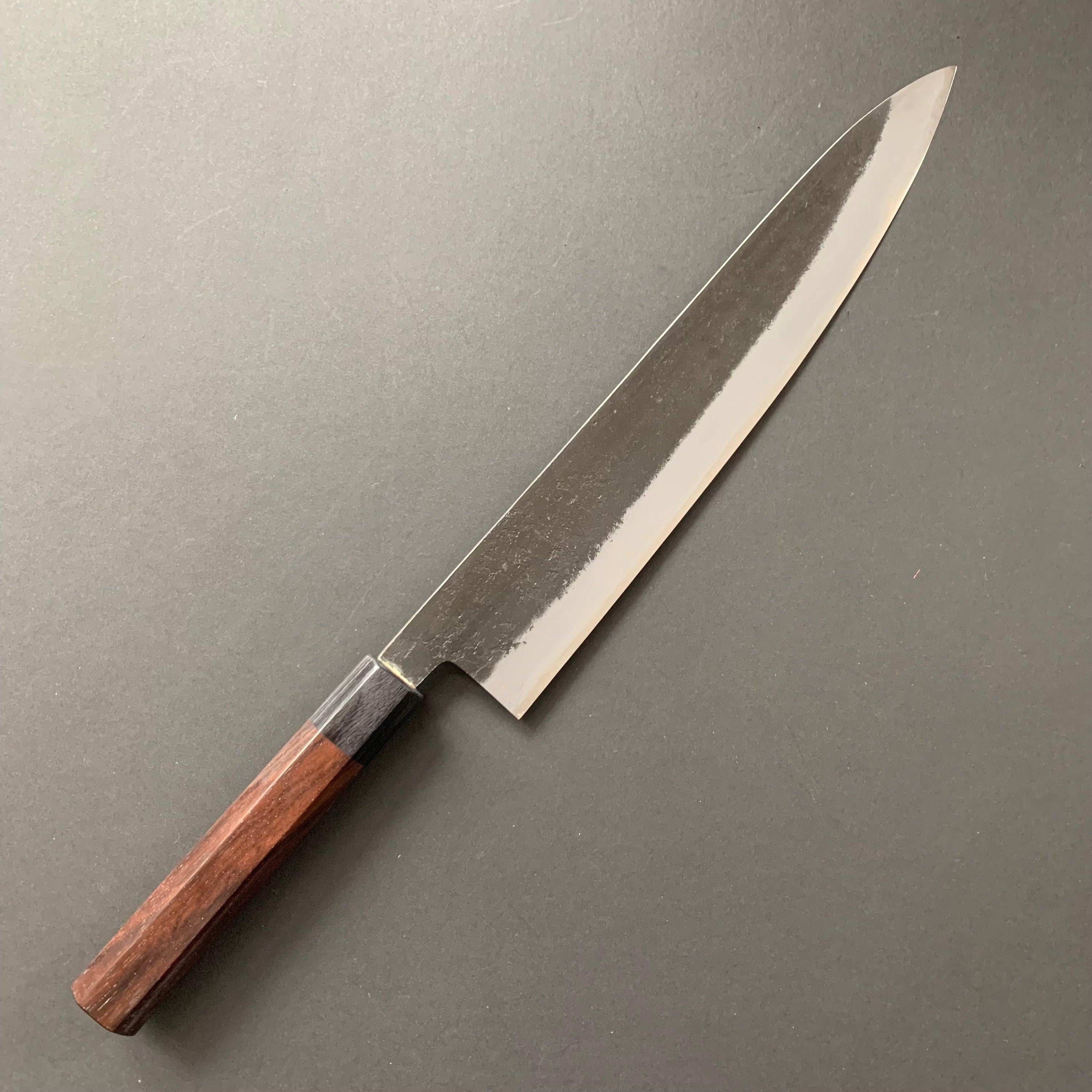Gyuto knife, Aogami Super with stainless steel cladding, Kurouchi finish - Mutsumi Hinoura - Kitchen Provisions