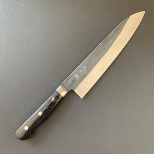 Gyuto knife, Aogami super, ss-clad, 210mm, Tsuchime and Kurouchi finish - Kato - Kitchen Provisions
