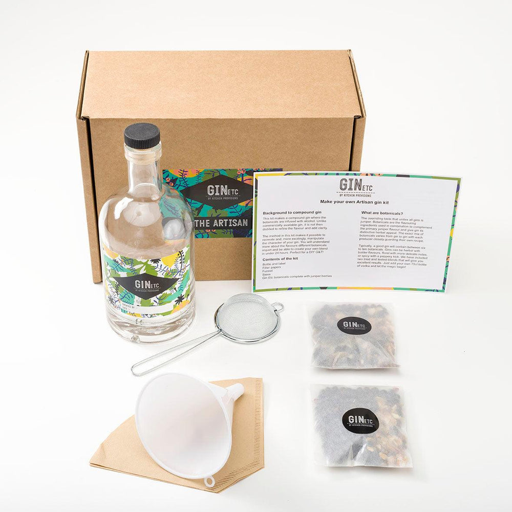  DIY Gift Kits Real Gin Making Kit, 6 Botanicals & Spices,  Stainless Steel Flask, Funnel & More, Handcrafted Artisanal Gin, Mixology  Set For Bartender & Adults