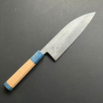 Santoku knife, Aogami 2 carbon steel with iron cladding, wave shaped Damascus finish, honwarikomi construction - Miyazaki