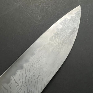 Santoku knife, Aogami 2 carbon steel with iron cladding, wave shaped Damascus finish, honwarikomi construction - Miyazaki