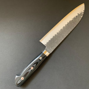 Santoku knife, aogami super, ss-clad, 165mm, tsuchime kurouchi finish - Kato - Kitchen Provisions