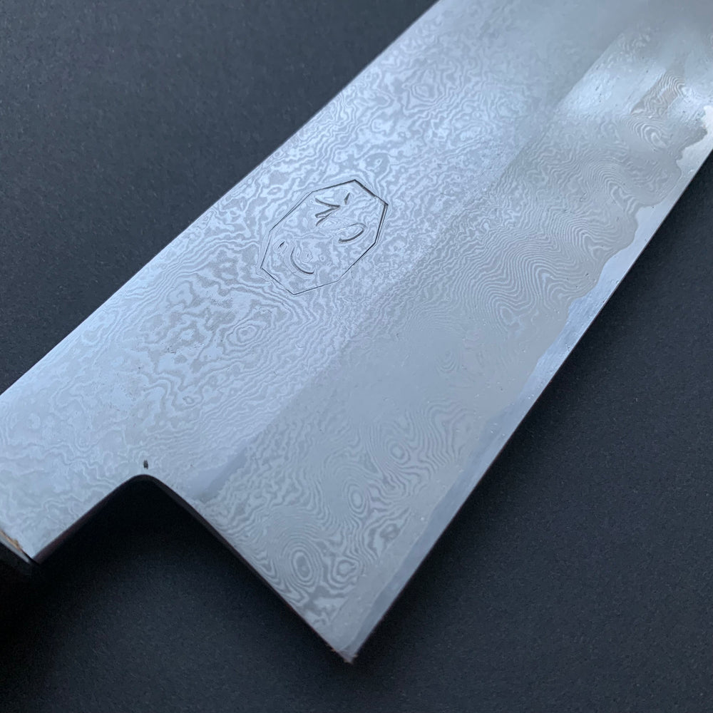 Tsubaki Kiritsuke knife, Ginsan stainless steel, Damascus finish, honwarikomi construction - Miyazaki