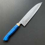 Sujihiki knife, Aogami 2 carbon steel with iron cladding, wave shaped Damascus finish, honwarikomi construction - Miyazaki
