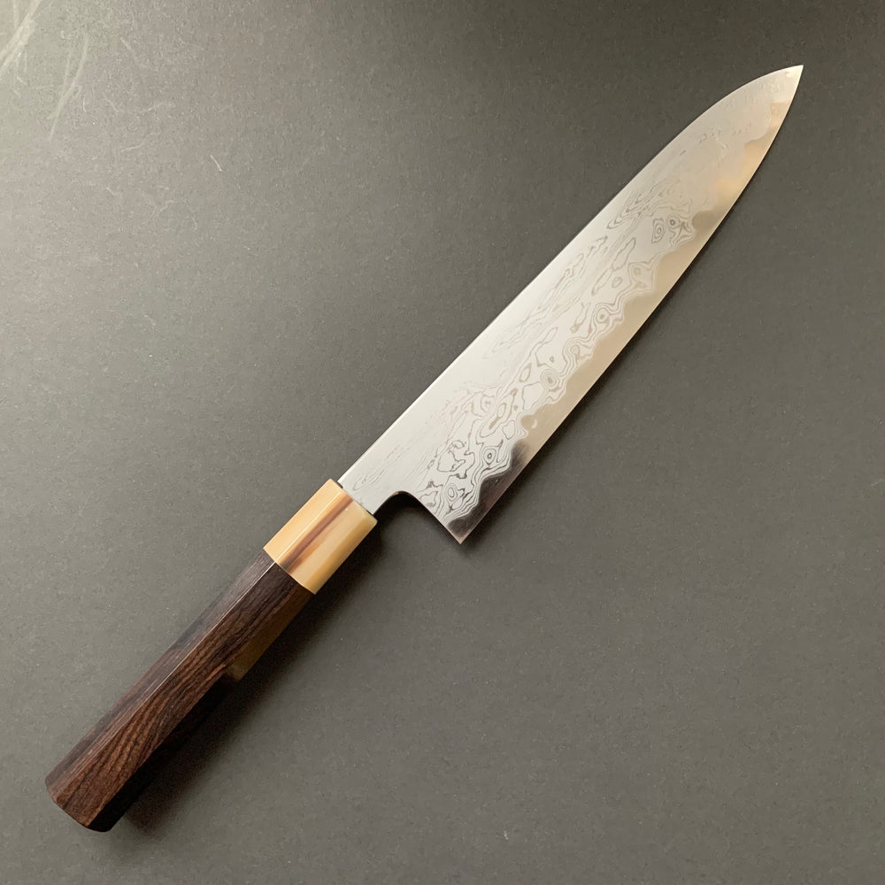 Gyuto knife, Aogami 1 with iron cladding, Damascus finish - Nakagawa Hamono x Naohito Myojin