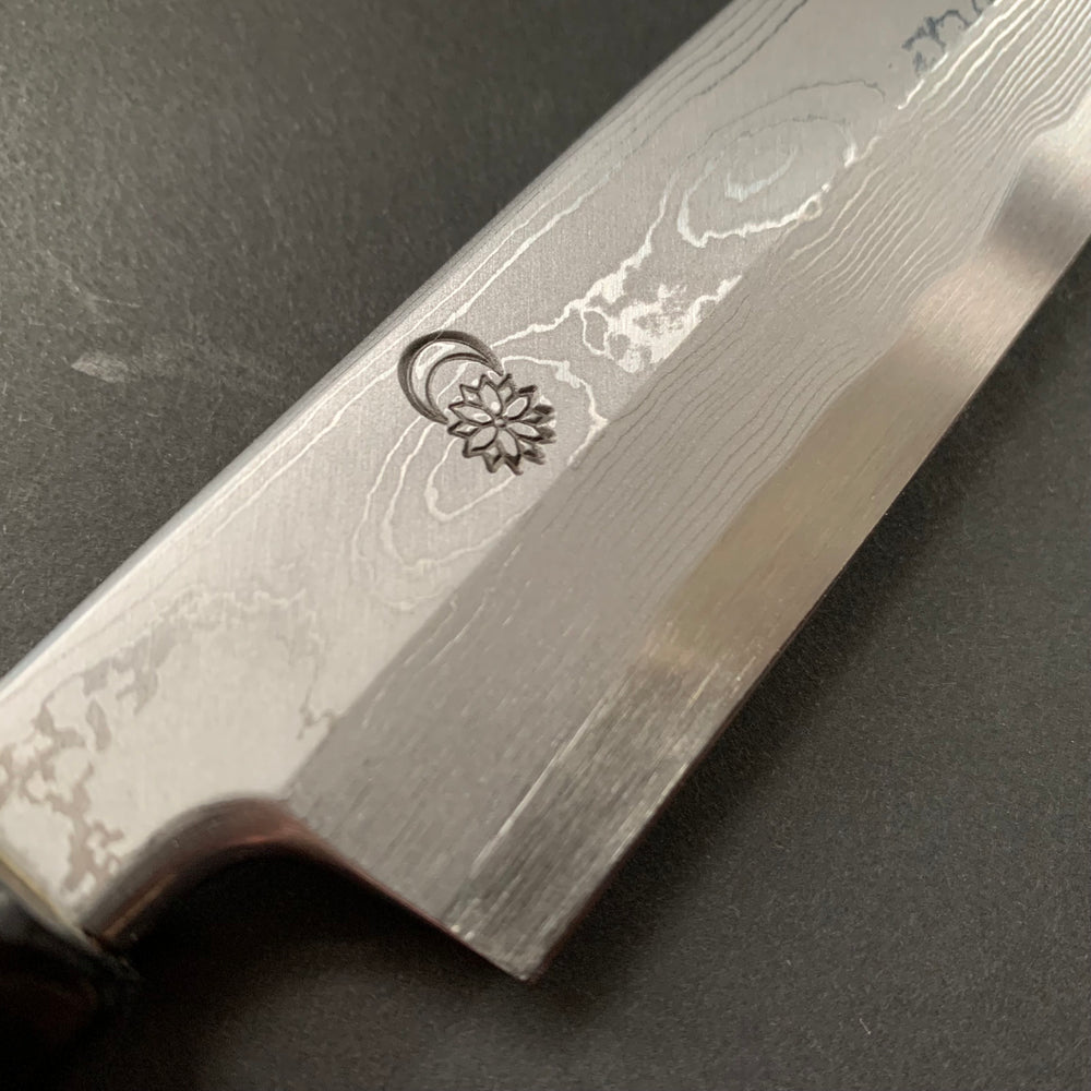 Yanagiba Knife, Aogami 1 with iron cladding, Damascus finish, Kikuzuki Uzu range - Sakai Kikumori