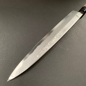 Yanagiba Knife, Aogami 1 with iron cladding, Damascus finish, Kikuzuki Uzu range - Sakai Kikumori