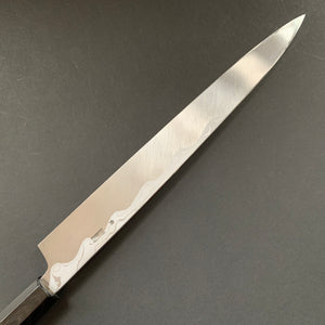 Yanagiba Knife, Aogami 1 with iron cladding, Damascus finish, Kikuzuki Uzu range - Sakai Kikumori