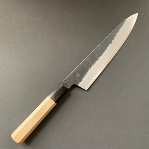 Gyuto Knife, Shirogami 2 with iron cladding, Kurouchi finish, Kikuzuki Kuro range - Sakai Kikumori