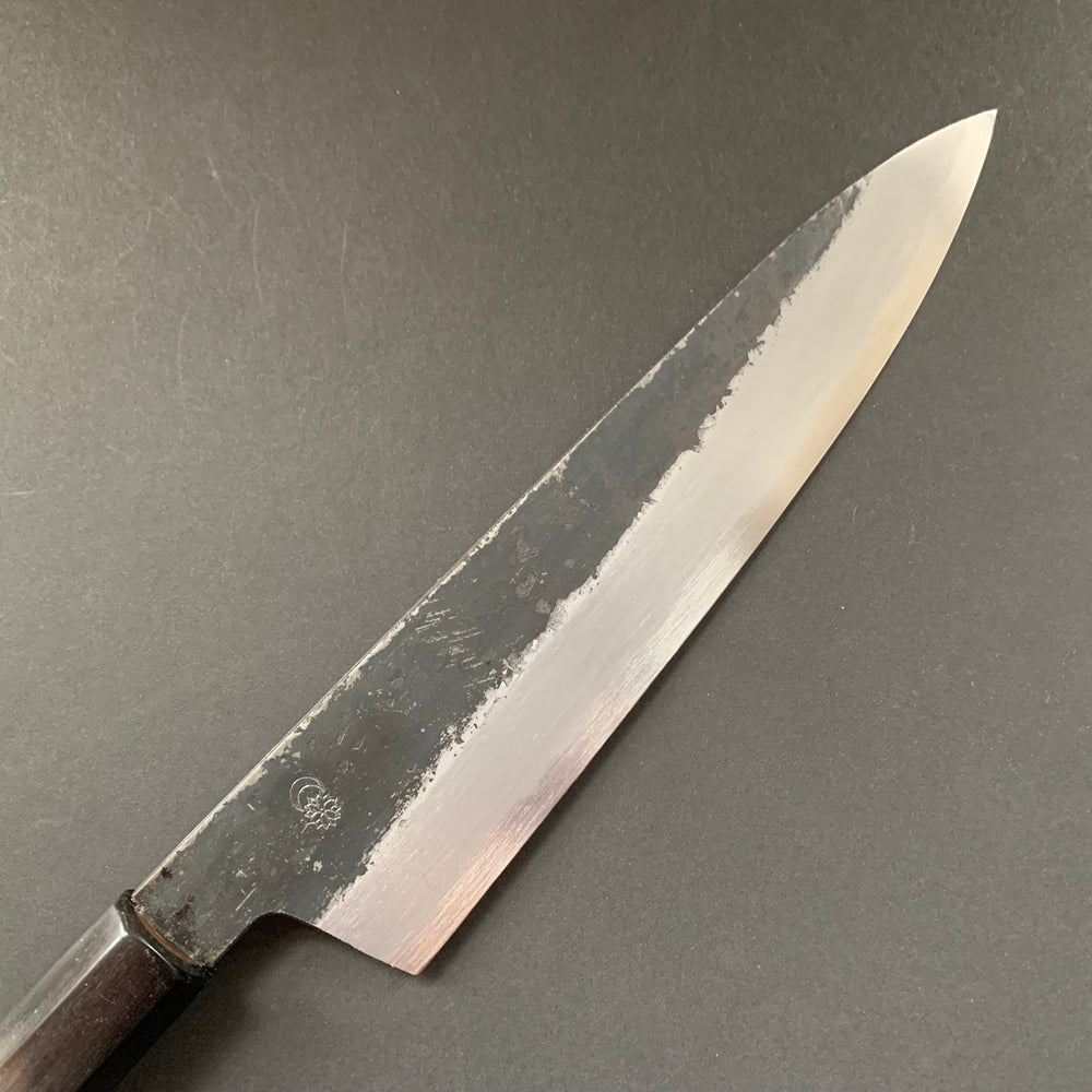 Gyuto Knife, Shirogami 2 with iron cladding, Kurouchi finish, Kikuzuki Kuro range - Sakai Kikumori