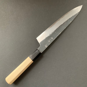 Gyuto Knife, Shirogami 2 with iron cladding, Kurouchi finish, Kikuzuki Kuro range - Sakai Kikumori