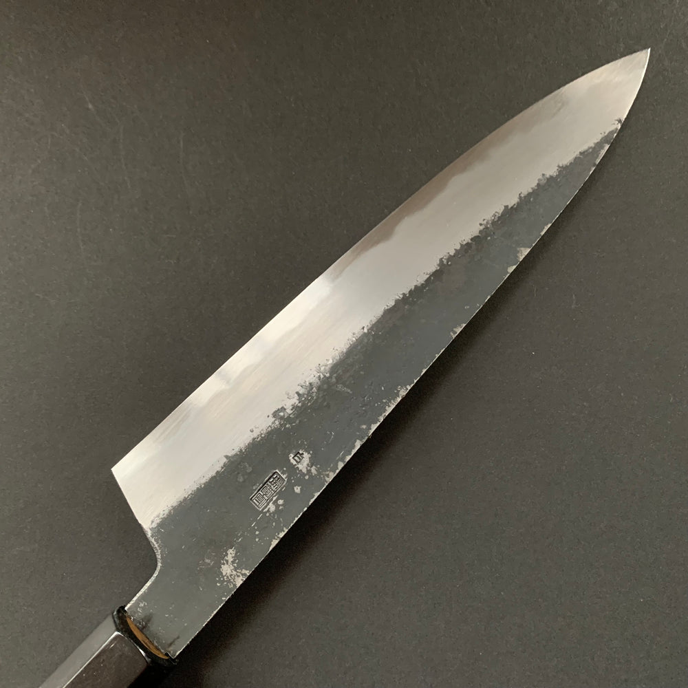 Gyuto Knife, Shirogami 2 with iron cladding, Kurouchi finish, Kikuzuki Kuro range - Sakai Kikumori