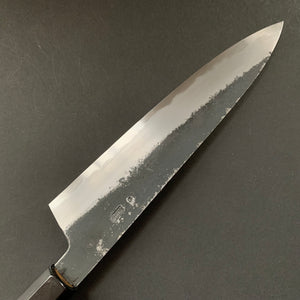 Gyuto Knife, Shirogami 2 with iron cladding, Kurouchi finish, Kikuzuki Kuro range - Sakai Kikumori