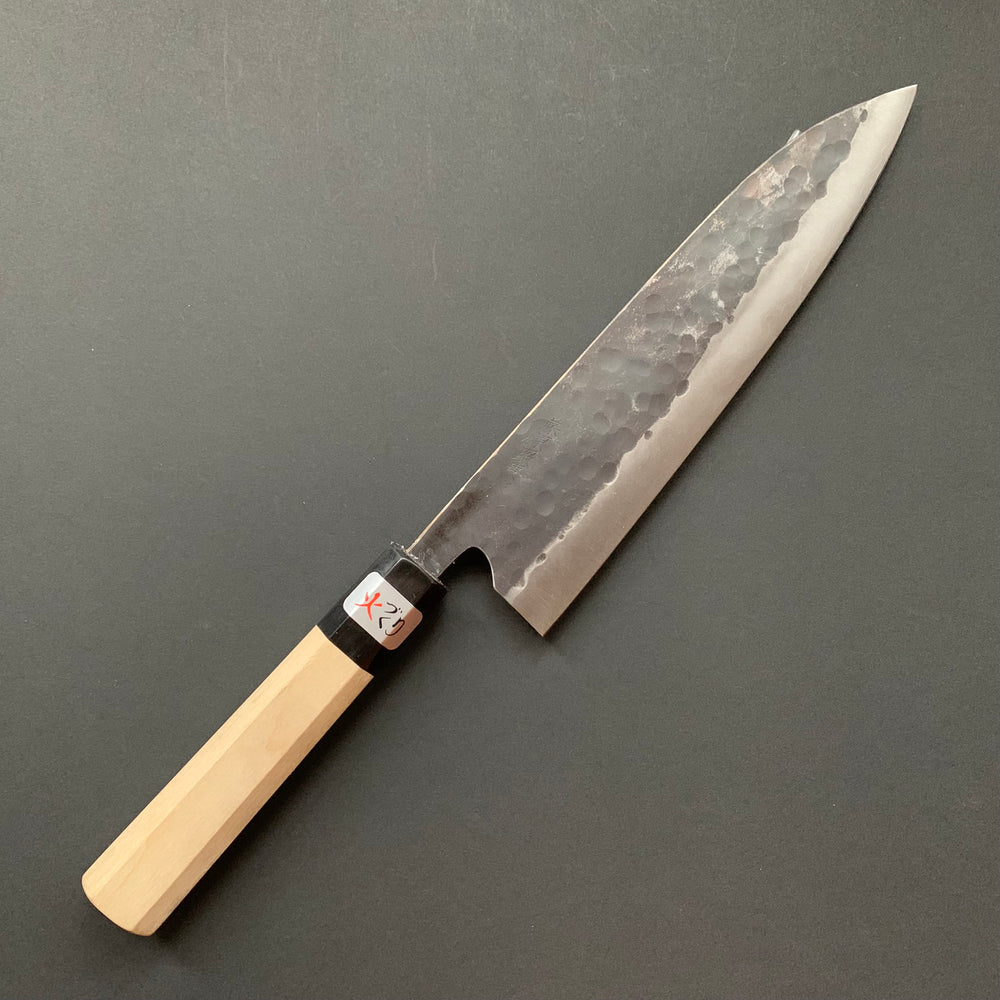 Gyuto knife, Aogami super with stainless steel cladding, Tsuchime Kurouchi finish, Denka range, Japanese handle - Fujiwara