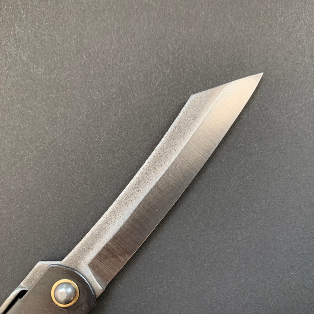 Higonokami - Japanese folding penknife, Carbon mono steel, black finish metal handle