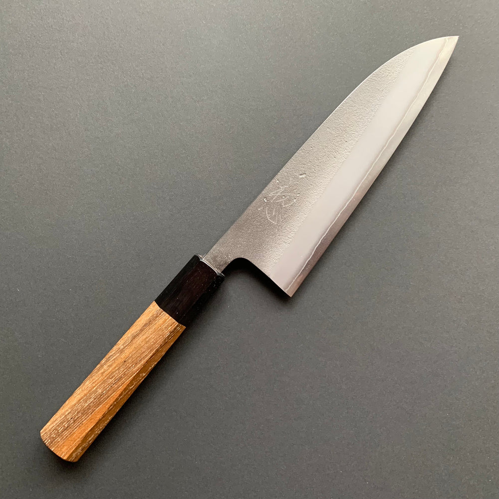 Santoku knife, Shirogami 2 with stainless steel cladding, nashiji finish - Yoshikane