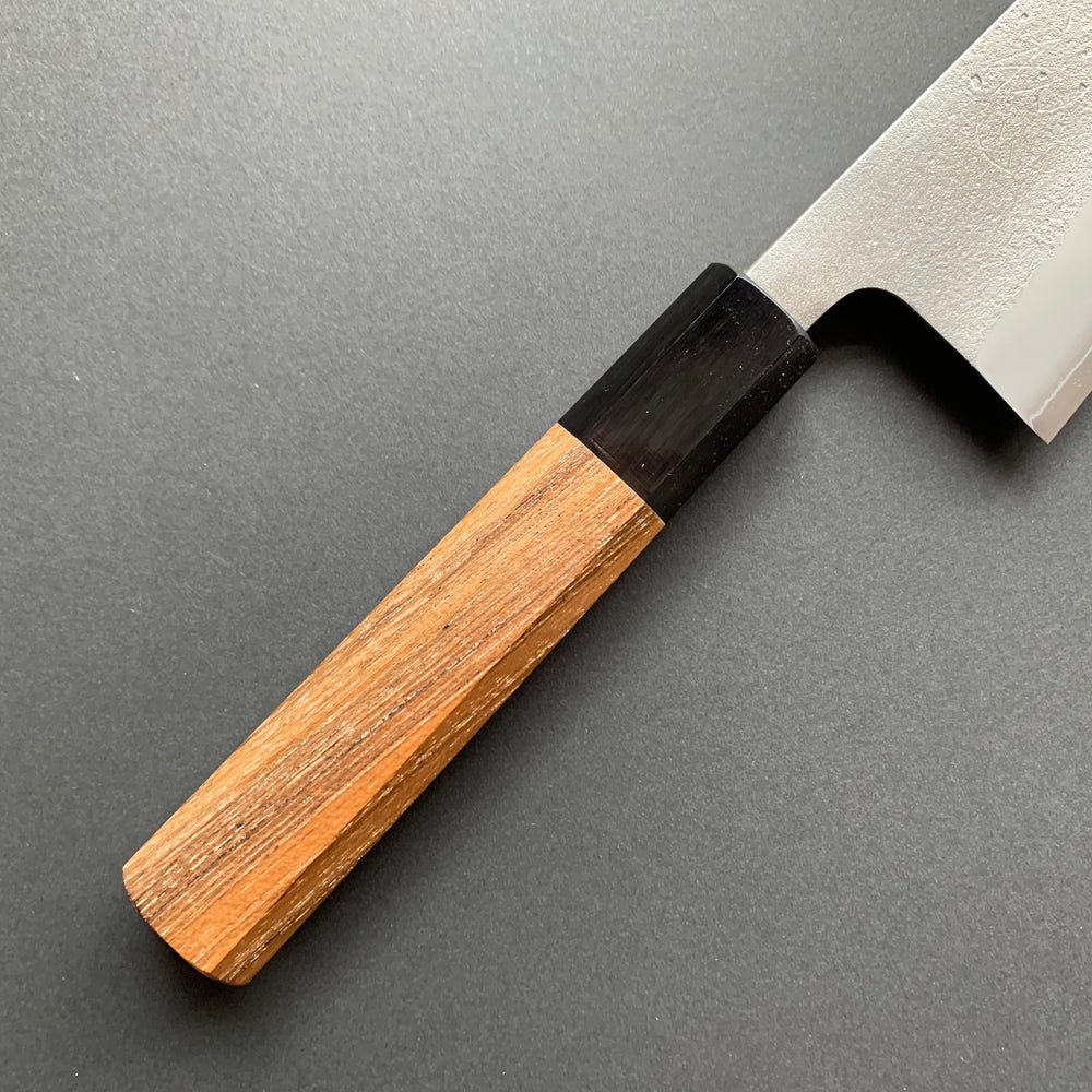 Santoku knife, Shirogami 2 with stainless steel cladding, nashiji finish - Yoshikane