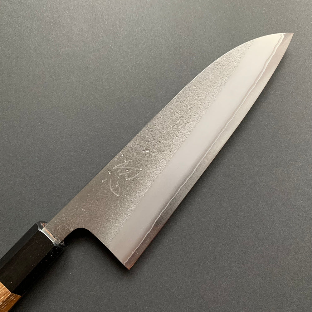 Santoku knife, Shirogami 2 with stainless steel cladding, nashiji finish - Yoshikane