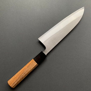 Santoku knife, Shirogami 2 with stainless steel cladding, nashiji finish - Yoshikane