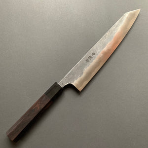 Sujihiki knife, ATS34 steel with stainless steel cladding, Kurouchi finish - Manaka Kisuke