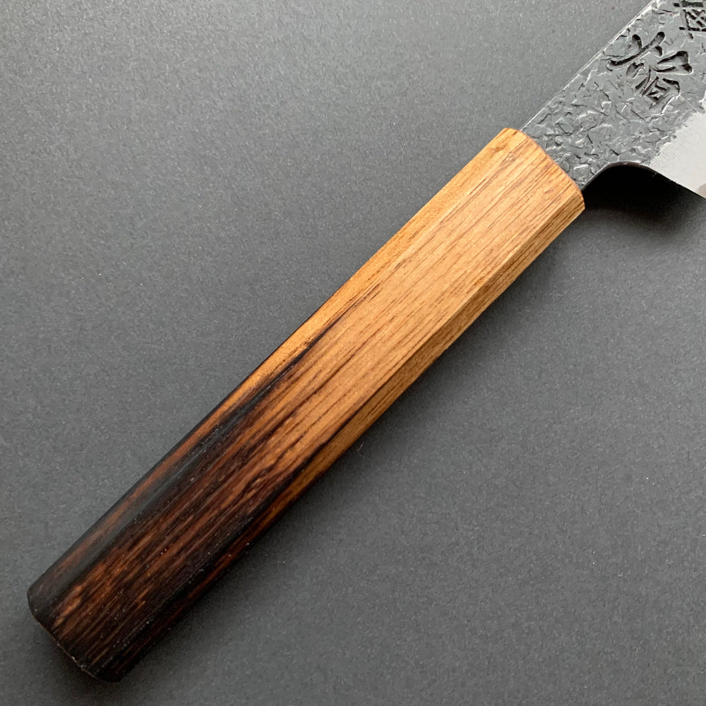 Kiritsuke Petty knife, Aogami 2 carbon steel with iron cladding, Kurouchi and Tsuchime finish, Homura series - Sakai Takayuki