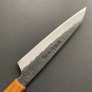 Kiritsuke Petty knife, Aogami 2 carbon steel with iron cladding, Kurouchi and Tsuchime finish, Homura series - Sakai Takayuki