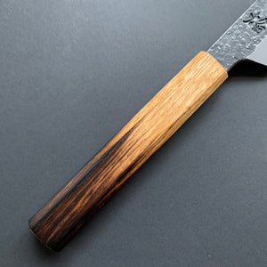 Kengata Yanagiba knife, Aogami 2 carbon steel with iron cladding, Kurouchi and Tsuchime finish, Homura series - Sakai Takayuki