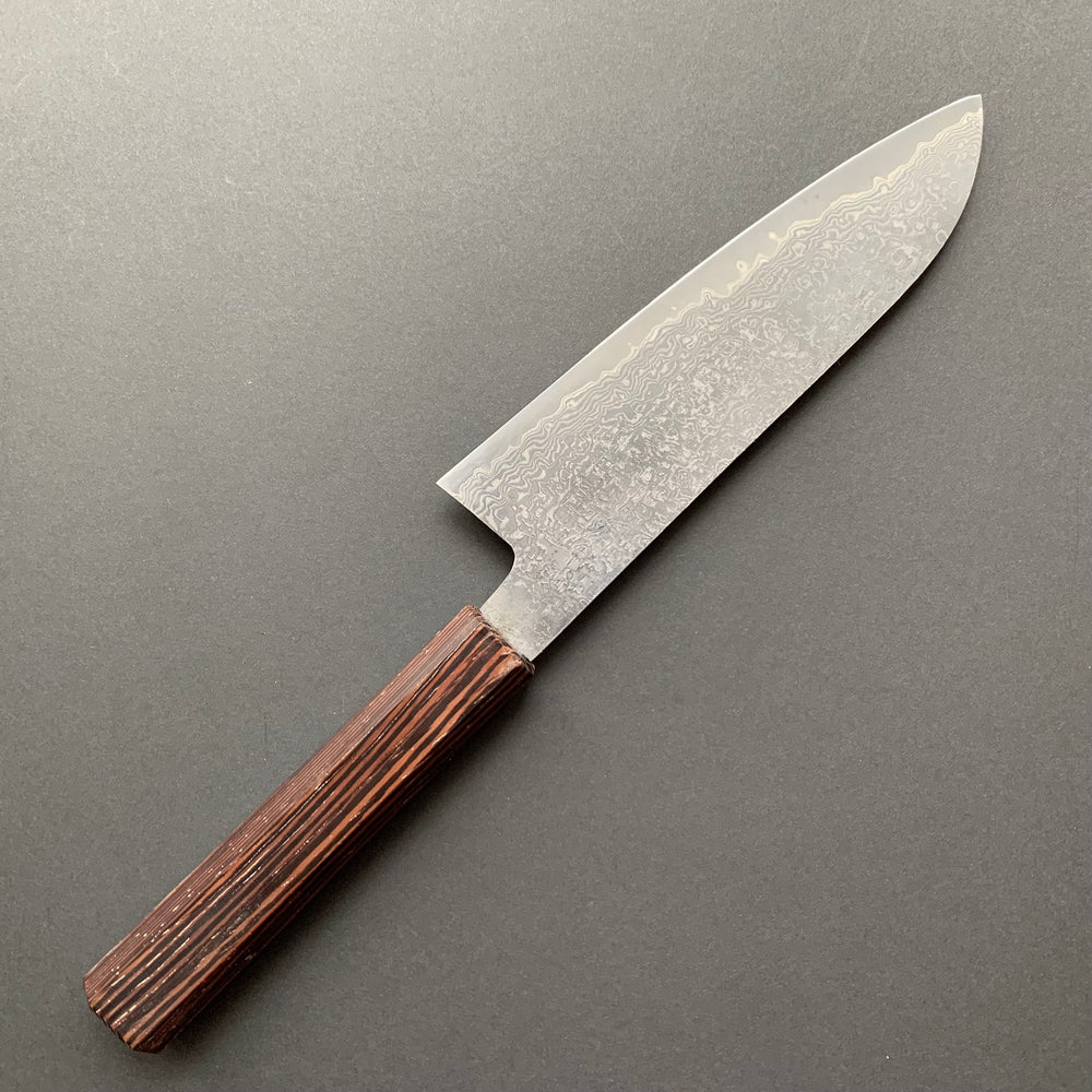 Santoku knife, SG2 powder steel, Damascus finish, mono Wenge handle - Shigeki Tanaka